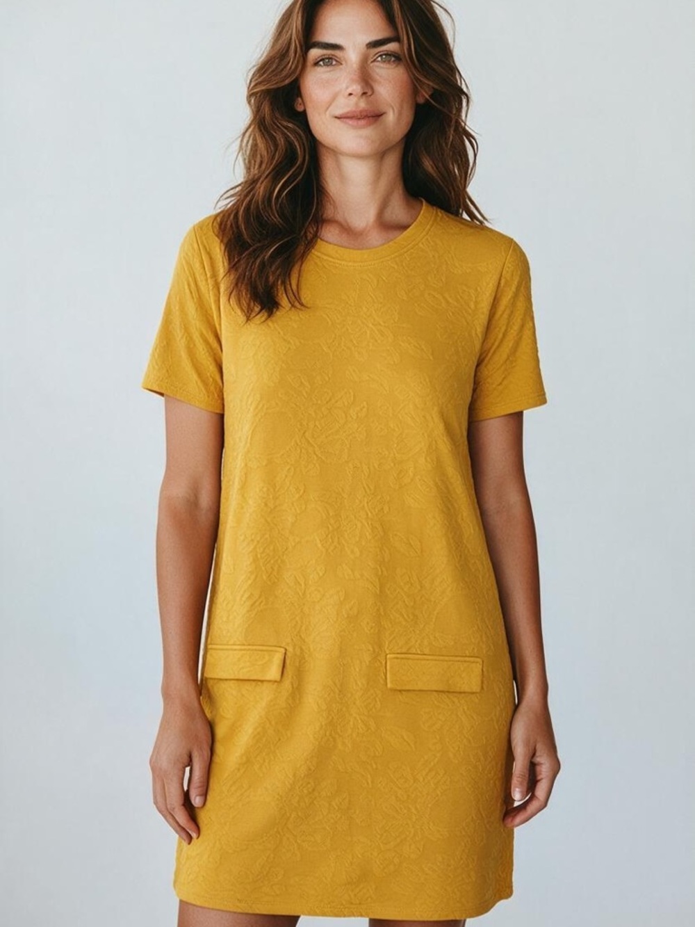 Zara Mustard Yellow Short-Sleeve Shift Tunic